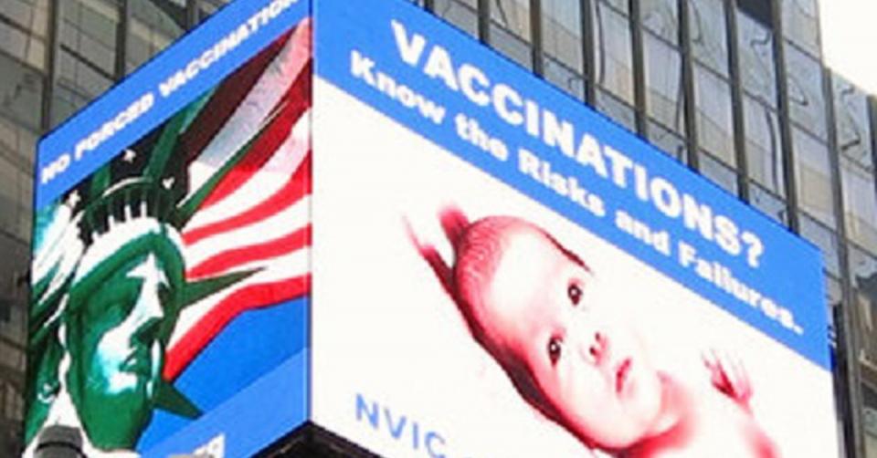Parents fund 'no compulsory vaccinations' billboard in Times Square image 